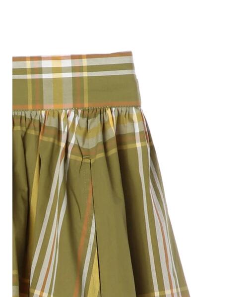 Green Parks(グリーンパークス)の「チェックギャザースカート*(スカート・レディース・グリーン/ライトベージュ・FREE)」の6枚目の写真