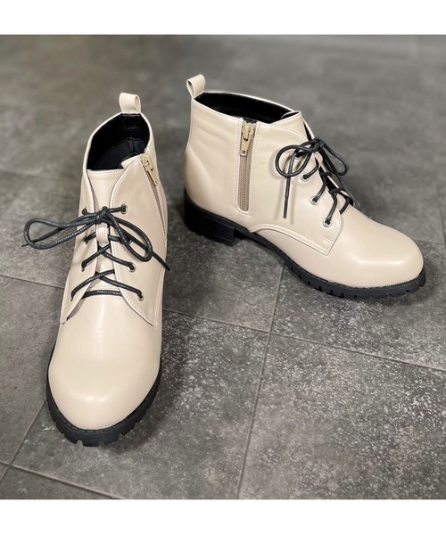 Mafmof（マフモフ）の「Mafmof(マフモフ) 雨晴れ兼用♪防水タンクソールレースアップ ブーツ（ブーツ・レディース・ブラック/グレー/ダークブラウン/アイボリー・LL/S/M/L）」の10枚目の写真