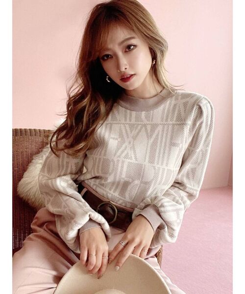 RESEXXY(リゼクシー)の「バイカラーパターンニットトップス(ニット/セーター・レディース・ブラック/ベージュ/キャメル・FREE)」の2枚目の写真