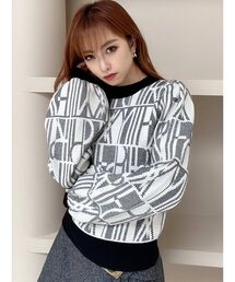 RESEXXY | バイカラーパターンニットトップス(ニット/セーター)