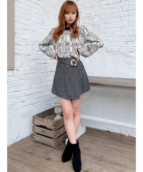 RESEXXY(リゼクシー)の「バイカラーパターンニットトップス(ニット/セーター・レディース・ブラック/ベージュ/キャメル・FREE)」の7枚目の写真