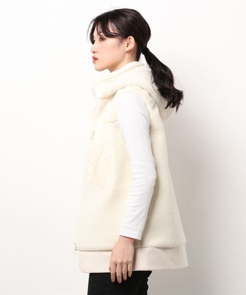 HERENCIA（ヘレンチア）の「異素材 ドッキング ボア フリース パーカ ベスト（その他アウター・レディース・グレー/カーキ/オフホワイト/ブラック・MEDIUM）」の6枚目の写真