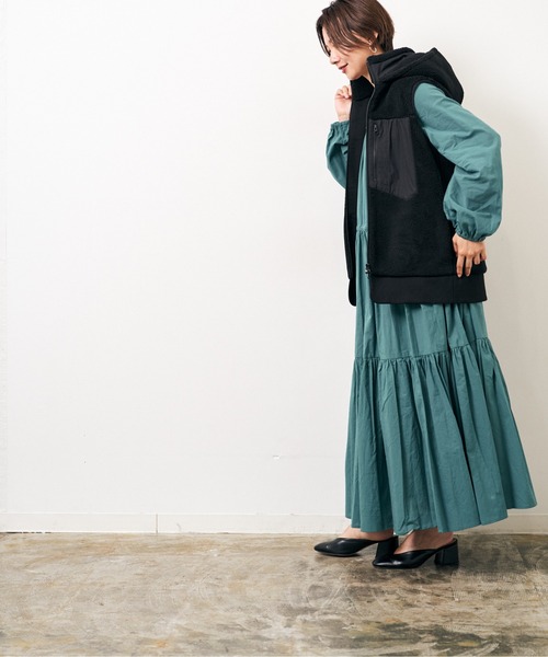 HERENCIA（ヘレンチア）の「異素材 ドッキング ボア フリース パーカ ベスト（その他アウター・レディース・グレー/カーキ/オフホワイト/ブラック・MEDIUM）」の20枚目の写真