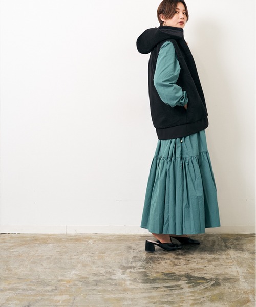 HERENCIA（ヘレンチア）の「異素材 ドッキング ボア フリース パーカ ベスト（その他アウター・レディース・グレー/カーキ/オフホワイト/ブラック・MEDIUM）」の10枚目の写真