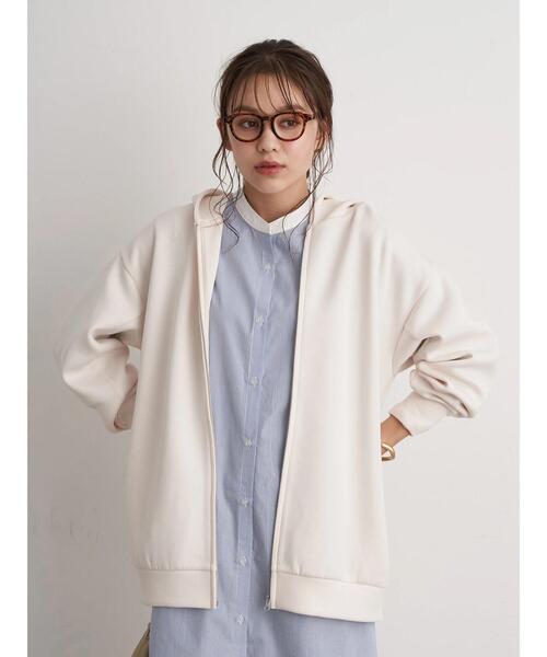 earth music&ecology（アースミュージックアンドエコロジー）の「もちぽわZIPパーカー ＊（パーカー・レディース・ベージュ/アイボリー/ミント・FREE）」の7枚目の写真