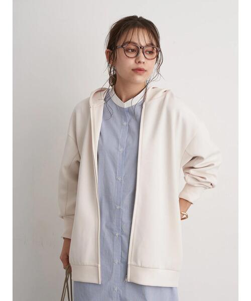 earth music&ecology（アースミュージックアンドエコロジー）の「もちぽわZIPパーカー ＊（パーカー・レディース・ベージュ/アイボリー/ミント・FREE）」の8枚目の写真