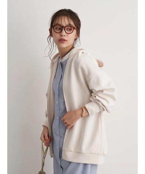 earth music&ecology（アースミュージックアンドエコロジー）の「もちぽわZIPパーカー ＊（パーカー・レディース・ベージュ/アイボリー/ミント・FREE）」の9枚目の写真