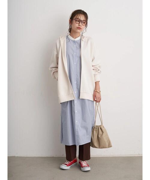 earth music&ecology（アースミュージックアンドエコロジー）の「もちぽわZIPパーカー ＊（パーカー・レディース・ベージュ/アイボリー/ミント・FREE）」の11枚目の写真