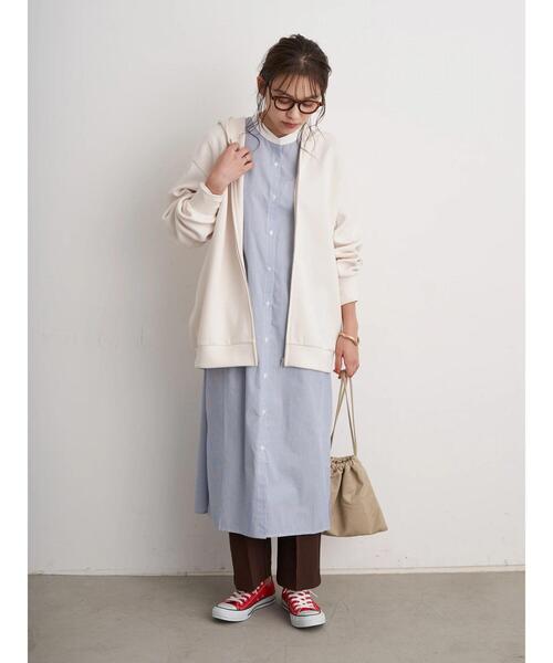 earth music&ecology（アースミュージックアンドエコロジー）の「もちぽわZIPパーカー ＊（パーカー・レディース・ベージュ/アイボリー/ミント・FREE）」の12枚目の写真