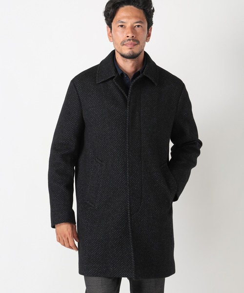 MEN'S BIGI(メンズビギ)の「ヘリンボーンツィード調圧縮ジャージコート fabric made in japan(ステンカラーコート・メンズ・ホワイト×ブラック/ブラウン系その他/ブルー系その他・01/02/03/04)」の15枚目の写真