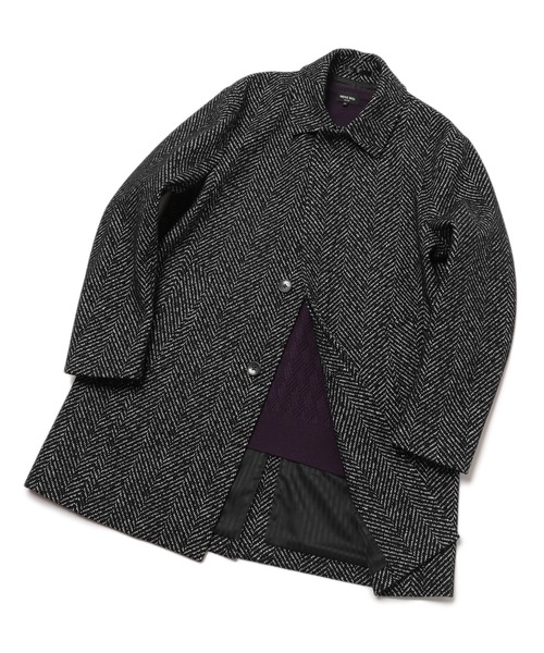 MEN'S BIGI(メンズビギ)の「ヘリンボーンツィード調圧縮ジャージコート fabric made in japan(ステンカラーコート・メンズ・ホワイト×ブラック/ブラウン系その他/ブルー系その他・01/02/03/04)」の17枚目の写真