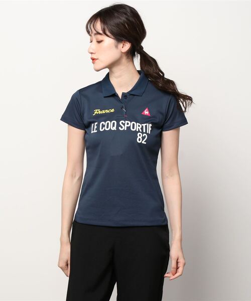 le coq sportif GOLF（ルコックスポルティフゴルフ）の「ゴルフ バックプリントロゴ半袖シャツ レディース ウェア シャツ ポロシャツ ゴルフ スポーツ（ポロシャツ・レディース・ネイビー/ホワイト/ブルー/レッド・L/M/XL/S）」の8枚目の写真