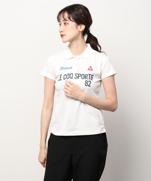 le coq sportif GOLF（ルコックスポルティフゴルフ）の「ゴルフ バックプリントロゴ半袖シャツ レディース ウェア シャツ ポロシャツ ゴルフ スポーツ（ポロシャツ・レディース・ネイビー/ホワイト/ブルー/レッド・L/M/XL/S）」の5枚目の写真