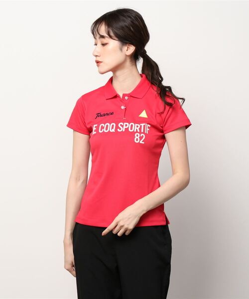 le coq sportif GOLF（ルコックスポルティフゴルフ）の「ゴルフ バックプリントロゴ半袖シャツ レディース ウェア シャツ ポロシャツ ゴルフ スポーツ（ポロシャツ・レディース・ネイビー/ホワイト/ブルー/レッド・L/M/XL/S）」の6枚目の写真