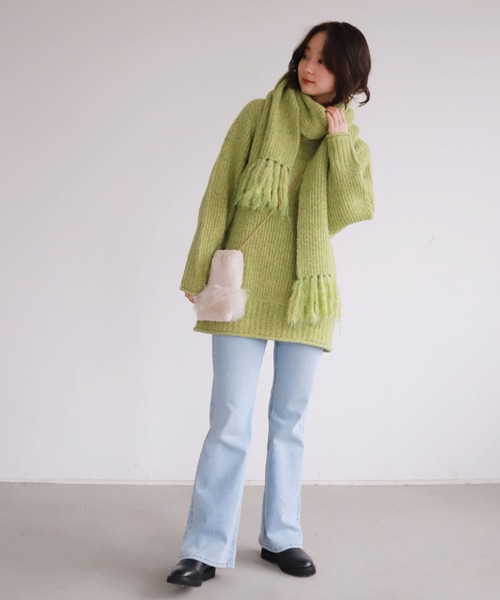 SLOBE citron.（スローブシトロン）の「SLOBE citron. フルーツカラーニットマフラー◆（マフラー・レディース・ピンク/グリーン系その他・FREE）」の7枚目の写真