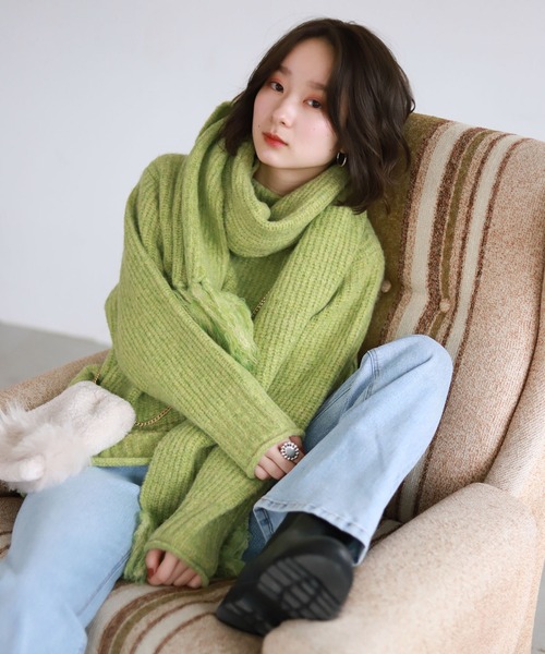 SLOBE citron.（スローブシトロン）の「SLOBE citron. フルーツカラーニットマフラー◆（マフラー・レディース・ピンク/グリーン系その他・FREE）」の12枚目の写真