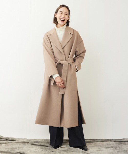 MICHEL KLEIN(ミッシェル・クラン)の「Super100'sウールビーバーロングコート(ベージュ)(チェスターコート・レディース・ベージュ・38)」の13枚目の写真