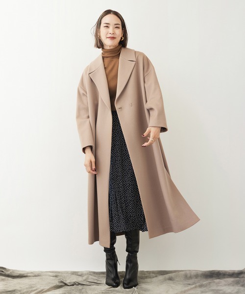 MICHEL KLEIN(ミッシェル・クラン)の「Super100'sウールビーバーロングコート(ベージュ)(チェスターコート・レディース・ベージュ・38)」の16枚目の写真