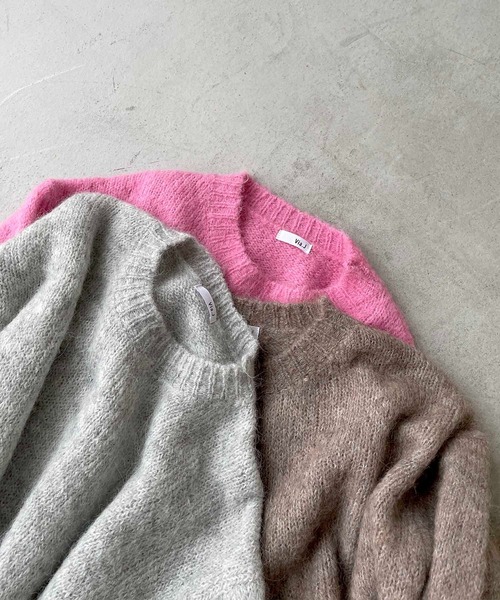 CANAL JEAN(キャナルジーン)の「El mar アンゴラ混クルーネックニット(ニット/セーター・レディース・グレー/ピンク/モカ・ONE SIZE)」の4枚目の写真