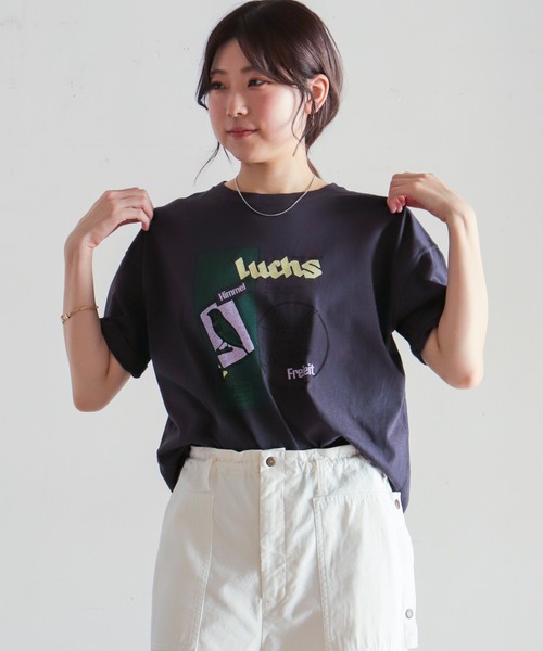 NOMBRE IMPAIR(ノンブルアンペール)の「ヤマネコ・バード 半袖TEE(Tシャツ/カットソー・レディース・チャコールグレー/ライトグリーン/ホワイト・FREE)」の3枚目の写真