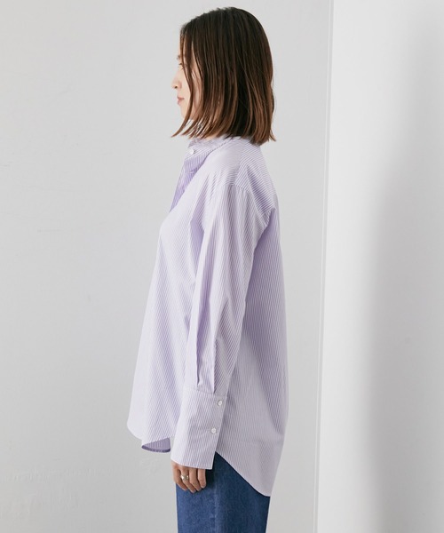 SALON adam et rope'（サロン アダム エ ロペ）の「<春まで使える>バンドカラーシャツ（シャツ/ブラウス・レディース・ホワイト/ネイビー/パープル・FREE）」の12枚目の写真