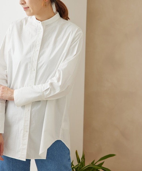 SALON adam et rope'（サロン アダム エ ロペ）の「<春まで使える>バンドカラーシャツ（シャツ/ブラウス・レディース・ホワイト/ネイビー/パープル・FREE）」の11枚目の写真