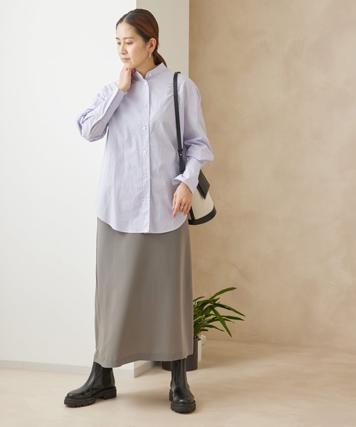 SALON adam et rope'（サロン アダム エ ロペ）の「<春まで使える>バンドカラーシャツ（シャツ/ブラウス・レディース・ホワイト/ネイビー/パープル・FREE）」の17枚目の写真