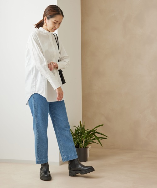 SALON adam et rope'（サロン アダム エ ロペ）の「<春まで使える>バンドカラーシャツ（シャツ/ブラウス・レディース・ホワイト/ネイビー/パープル・FREE）」の18枚目の写真