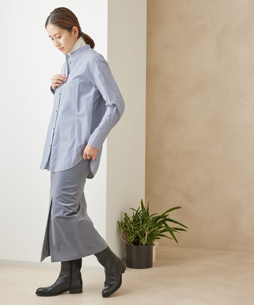 SALON adam et rope'（サロン アダム エ ロペ）の「<春まで使える>バンドカラーシャツ（シャツ/ブラウス・レディース・ホワイト/ネイビー/パープル・FREE）」の19枚目の写真