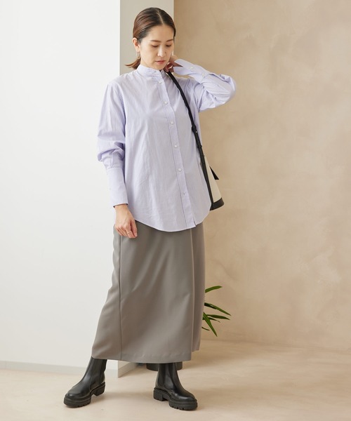 SALON adam et rope'（サロン アダム エ ロペ）の「<春まで使える>バンドカラーシャツ（シャツ/ブラウス・レディース・ホワイト/ネイビー/パープル・FREE）」の21枚目の写真