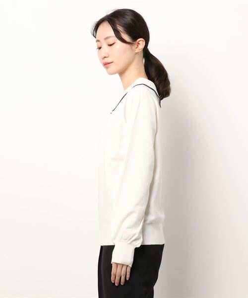 Te chichi（テチチ）の「デザイン衿ニットプルオーバー（ニット/セーター・レディース・ブラック/オフホワイト/ブルー・ﾌﾘ-）」の4枚目の写真