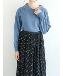 デザイン衿ニットプルオーバー