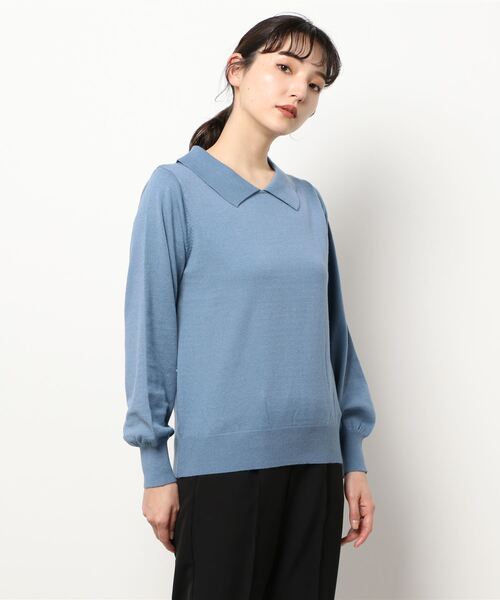 Te chichi（テチチ）の「デザイン衿ニットプルオーバー（ニット/セーター・レディース・ブラック/オフホワイト/ブルー・ﾌﾘ-）」の7枚目の写真