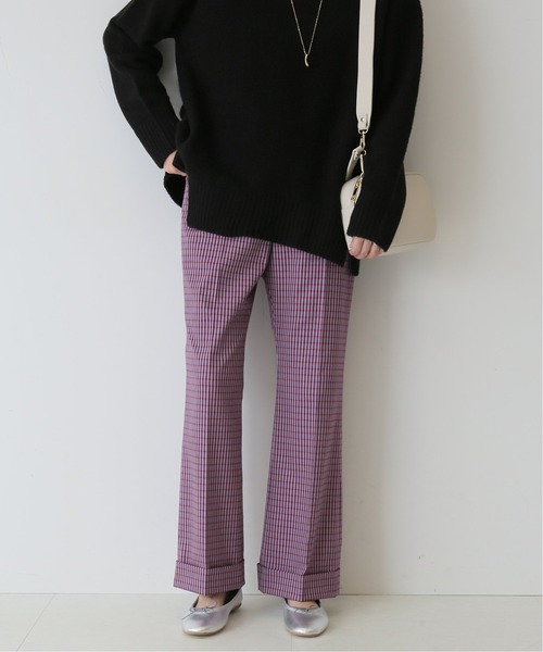 SLOBE IENA(スローブイエナ)の「ダブルカフストレートパンツ【手洗い可能】◆(スラックス・レディース・チャコールグレー/ピンク/アイボリー・38/36)」の1枚目の写真