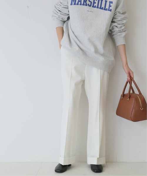 SLOBE IENA(スローブイエナ)の「ダブルカフストレートパンツ【手洗い可能】◆(スラックス・レディース・チャコールグレー/ピンク/アイボリー・38/36)」の2枚目の写真