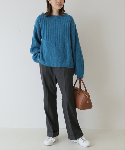 SLOBE IENA(スローブイエナ)の「ダブルカフストレートパンツ【手洗い可能】◆(スラックス・レディース・チャコールグレー/ピンク/アイボリー・38/36)」の4枚目の写真