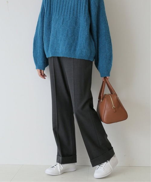 SLOBE IENA(スローブイエナ)の「ダブルカフストレートパンツ【手洗い可能】◆(スラックス・レディース・チャコールグレー/ピンク/アイボリー・38/36)」の9枚目の写真