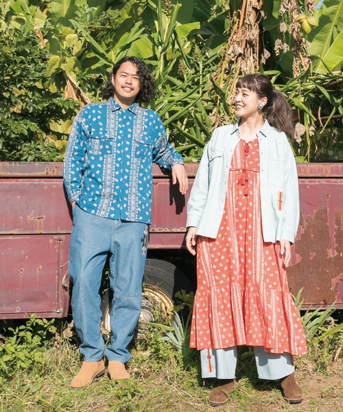 チャイハネ（チャイハネ）の「【チャイハネ】バンダナ柄MEN'Sサファリシャツ（シャツ/ブラウス・メンズ・ブルー/ホワイト/オレンジ・FREE）」の18枚目の写真