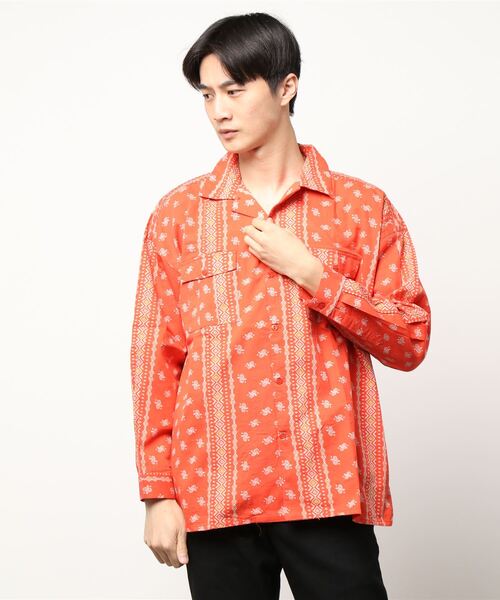 チャイハネ（チャイハネ）の「【チャイハネ】バンダナ柄MEN'Sサファリシャツ（シャツ/ブラウス・メンズ・ブルー/ホワイト/オレンジ・FREE）」の4枚目の写真