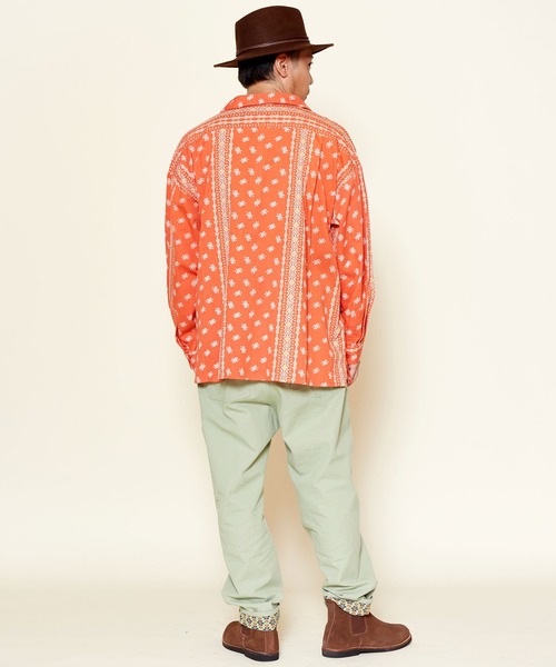 チャイハネ（チャイハネ）の「【チャイハネ】バンダナ柄MEN'Sサファリシャツ（シャツ/ブラウス・メンズ・ブルー/ホワイト/オレンジ・FREE）」の6枚目の写真