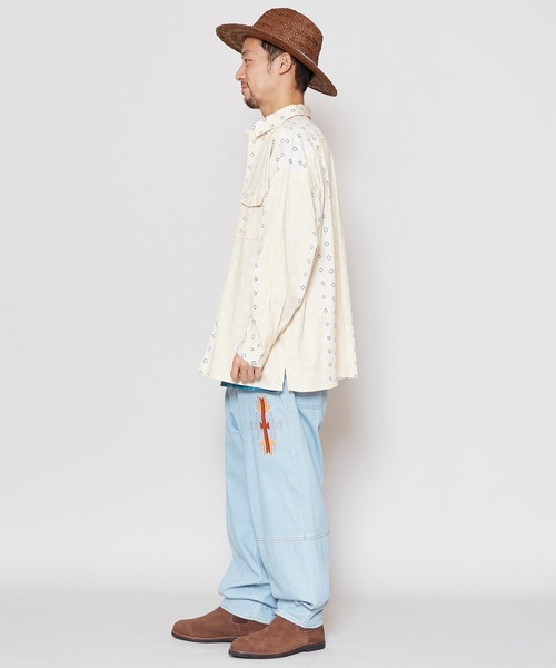 チャイハネ（チャイハネ）の「【チャイハネ】バンダナ柄MEN'Sサファリシャツ（シャツ/ブラウス・メンズ・ブルー/ホワイト/オレンジ・FREE）」の9枚目の写真