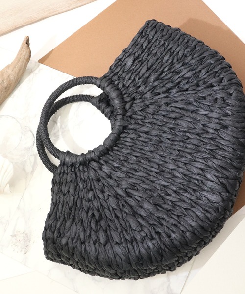 florist（フローリスト）の「セミサークル型ハンドカゴバッグ/ハンドバッグ（かごバッグ・レディース・オフホワイト/ブラック×ホワイト/ブラック/ベージュ・FREE）」の7枚目の写真