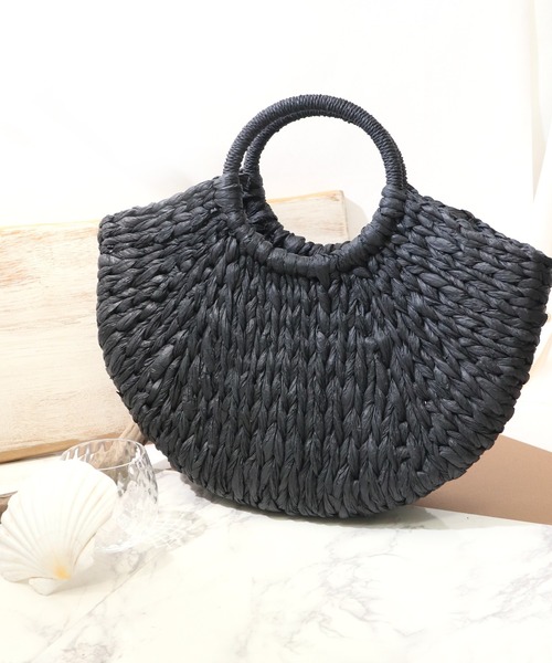 florist（フローリスト）の「セミサークル型ハンドカゴバッグ/ハンドバッグ（かごバッグ・レディース・オフホワイト/ブラック×ホワイト/ブラック/ベージュ・FREE）」の11枚目の写真