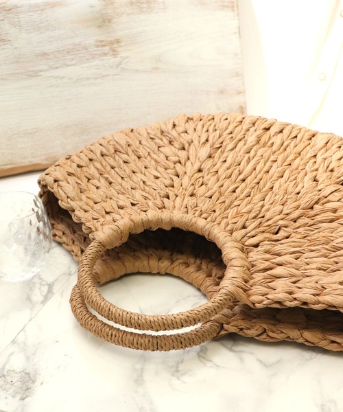 florist（フローリスト）の「セミサークル型ハンドカゴバッグ/ハンドバッグ（かごバッグ・レディース・オフホワイト/ブラック×ホワイト/ブラック/ベージュ・FREE）」の14枚目の写真