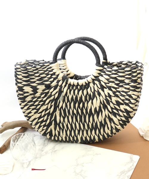 florist（フローリスト）の「セミサークル型ハンドカゴバッグ/ハンドバッグ（かごバッグ・レディース・オフホワイト/ブラック×ホワイト/ブラック/ベージュ・FREE）」の13枚目の写真