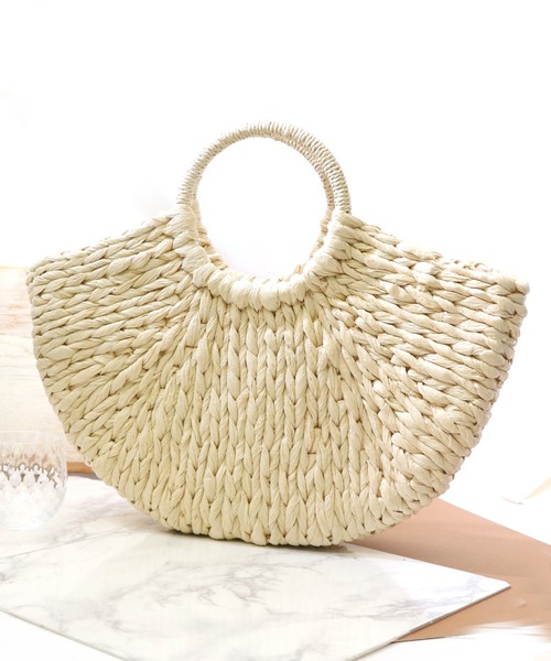 florist（フローリスト）の「セミサークル型ハンドカゴバッグ/ハンドバッグ（かごバッグ・レディース・オフホワイト/ブラック×ホワイト/ブラック/ベージュ・FREE）」の18枚目の写真