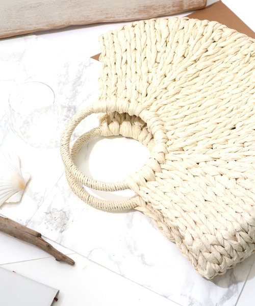 florist（フローリスト）の「セミサークル型ハンドカゴバッグ/ハンドバッグ（かごバッグ・レディース・オフホワイト/ブラック×ホワイト/ブラック/ベージュ・FREE）」の16枚目の写真