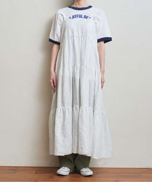 Dot&Stripes CHILD WOMAN(ドットアンドストライプス チャイルドウーマン)の「リネンピンドット ティアードキャミワンピース(ワンピース・レディース・ホワイト/ブラック・FREE)」の19枚目の写真