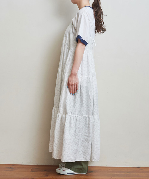 Dot&Stripes CHILD WOMAN(ドットアンドストライプス チャイルドウーマン)の「リネンピンドット ティアードキャミワンピース(ワンピース・レディース・ホワイト/ブラック・FREE)」の20枚目の写真