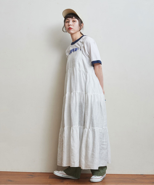 Dot&Stripes CHILD WOMAN(ドットアンドストライプス チャイルドウーマン)の「リネンピンドット ティアードキャミワンピース(ワンピース・レディース・ホワイト/ブラック・FREE)」の3枚目の写真